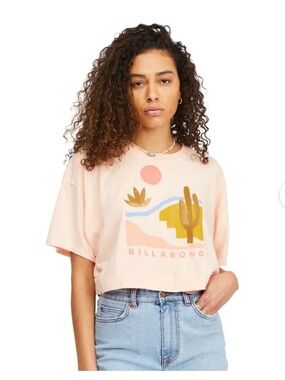 Billabong Only Today Tee in Just Peachy - Graphic Cropped Tee with Motif